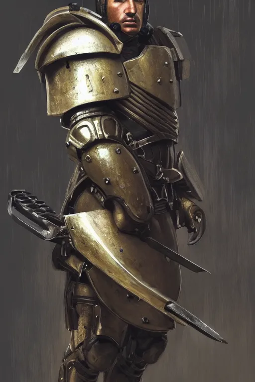 Prompt: A film still greek phalanx soldier from a fallout 4 loading screen, highly detailed, digital painting, artstation, concept art, sharp focus, illustration, cinematic lighting, art by artgerm and greg rutkowski and alphonse mucha diffuse lighting, fantasy, intricate, elegant, highly detailed, lifelike, photorealistic, digital painting, artstation, illustration, concept art, smooth, sharp focus, art by John Collier and Albert Aublet and Krenz Cushart and Artem Demura and Alphonse Mucha