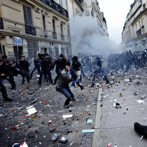 Image similar to violent riot in Paris