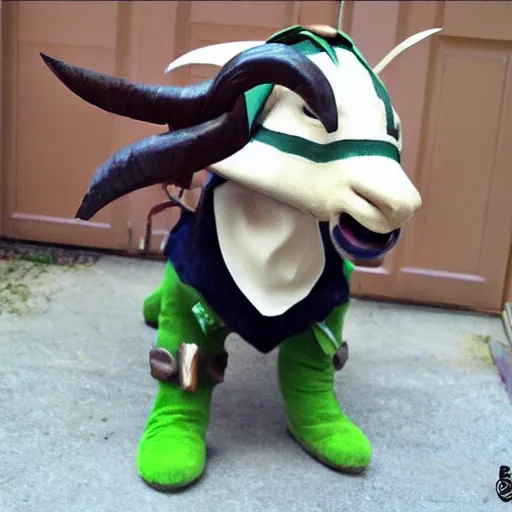 Prompt: a ram dressed up as link, realistic.