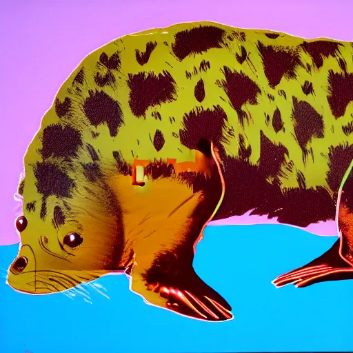 Prompt: Andy Warhol style painting of a platypus and cheetah