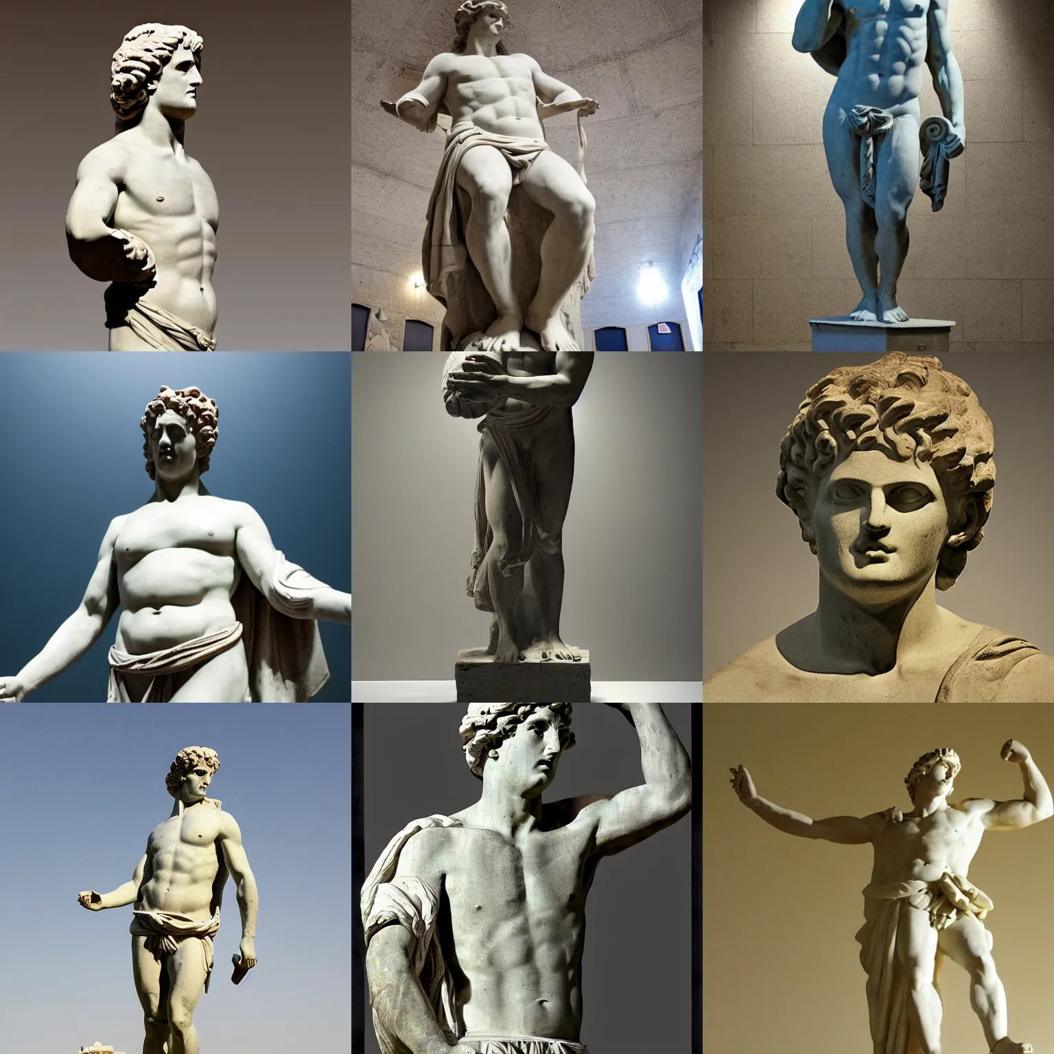 Prompt: a greek statue in the space