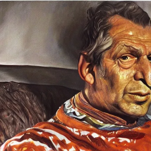 Prompt: high quality high detail painting by lucian freud, hd, portrait of shah, photorealistic lighting
