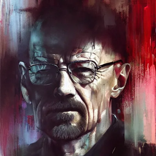 Prompt: walter white painted by jeremy mann