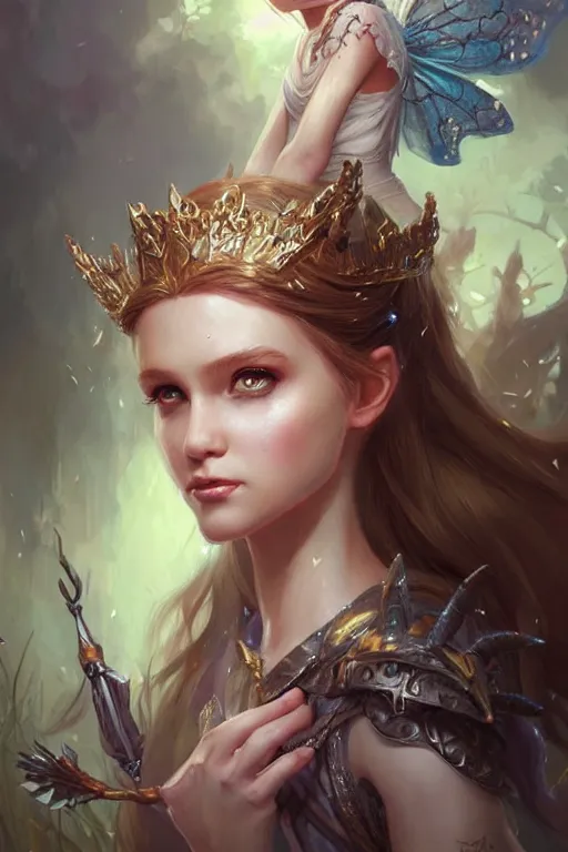 Image similar to fairy princess, highly detailed, d & d, fantasy, highly detailed, digital painting, trending on artstation, concept art, sharp focus, illustration, art by artgerm and greg rutkowski and magali villeneuve