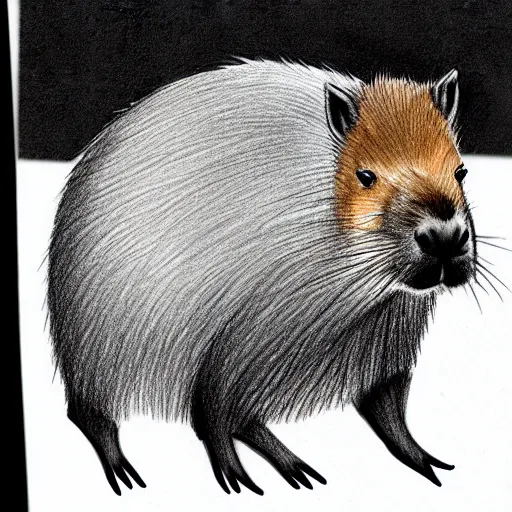 Prompt: drawing of mafia capybara