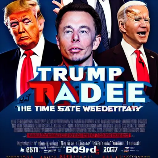 Prompt: trump, biden, musk, joe rogan, all in a statwars themed movie poster