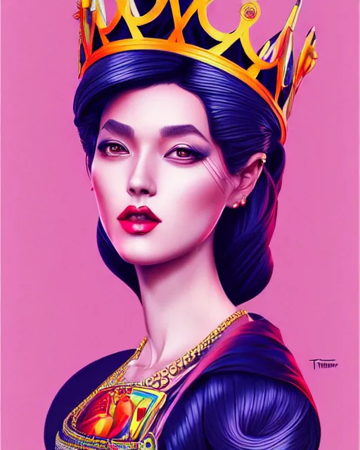 Image similar to richly detailed color illustration of a queen surrounded by beautiful penstriping large format image illustrated by artgerm and mina petrovic and timothy kong and marina federovna 3 d shadowing.