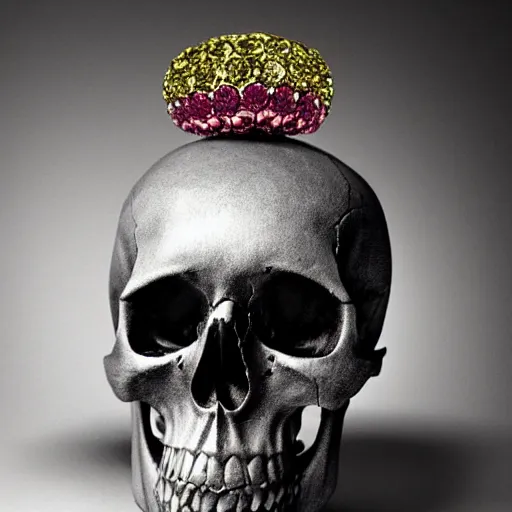 Prompt: a skull made of jewels, national geographic photograph, award-winning