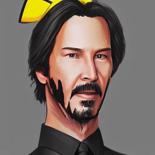 Prompt: an hybrid between Keanu Reeves and Pikachu, artstation