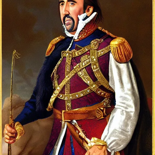 Image similar to nicolas cage as a french king