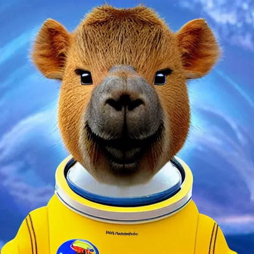 Image similar to an adorable capybara astronaut by pixar