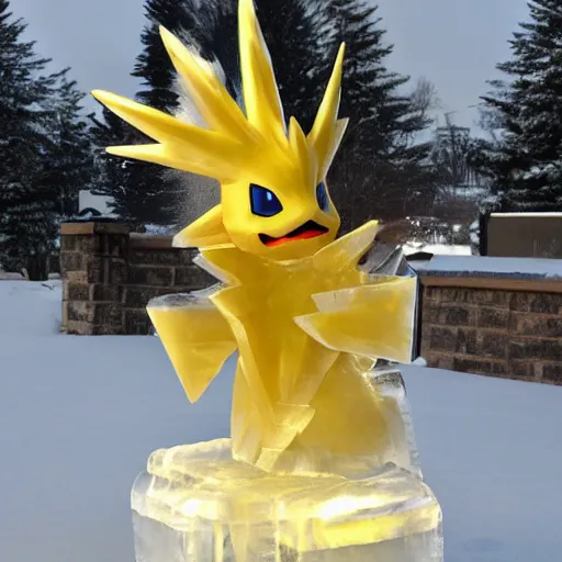 Prompt: ice sculpture of the pokemon zapdos
