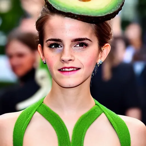 Prompt: emma watson as an avocado, avocado on her head