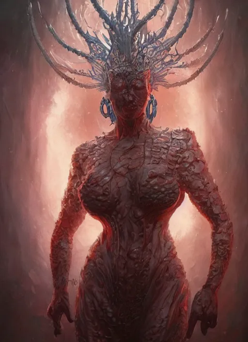 Image similar to a detailed full body portrait of the queen of blades, by dorian cleavenger, greg rutkowski, wlop, astri lohne, zdzisław beksinski, bastien lecouffe - deharme trending on artstation