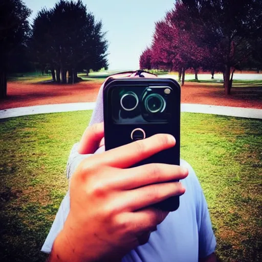 Image similar to modern color fine details iphone 1 2 pro selfie photograph of peter griffin taking a selfie in a park on an iphone 1 2 pro, peter griffin, modern hd cell phone photograph in color, instagram