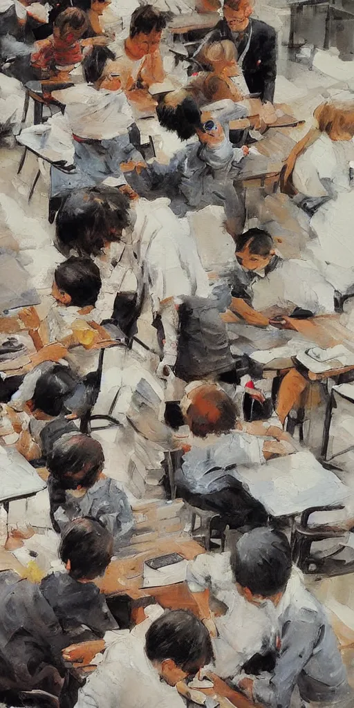 Image similar to oil painting scene from school by kim jung gi