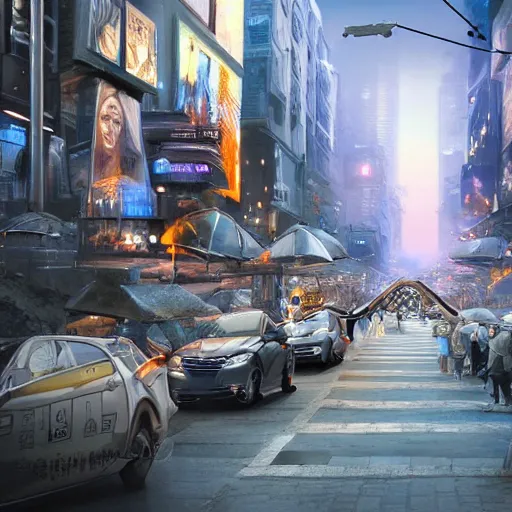 Image similar to thata giant artificial intelligence system designed to collect images of people around the world and enhance their creative processes by mining, selling, selling, and, bya beautiful 3 d matte painting about a futuristic, futuristic street, by gros