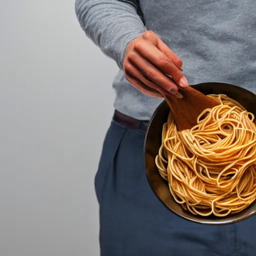 Prompt: man with a bowl of spaghetti for a head