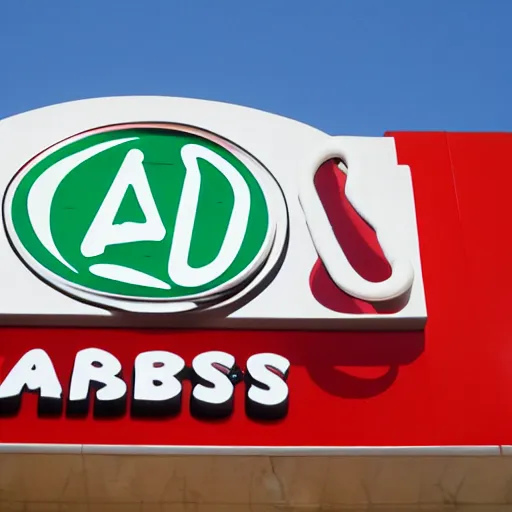 Image similar to arbys sign, funny jumbled letters