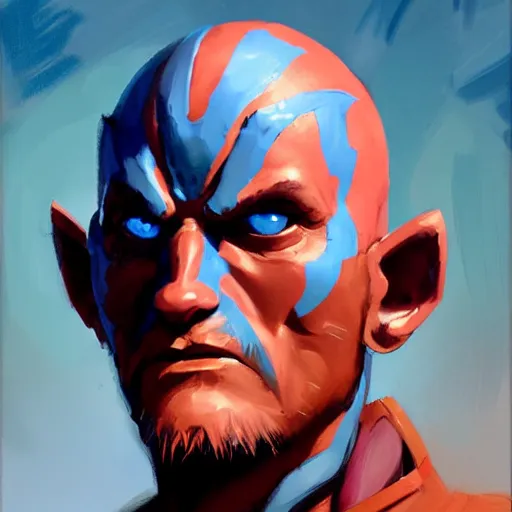 Image similar to greg manchess portrait painting of yondu udonta as overwatch character, medium shot, asymmetrical, profile picture, organic painting, sunny day, matte painting, bold shapes, hard edges, street art, trending on artstation, by huang guangjian and gil elvgren and sachin teng