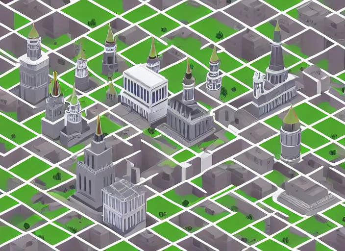 Image similar to moscow isometric aerial lowpoly