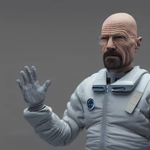 Image similar to 3 d render of walter white in space with nothing but shorts, 4 k image, space themed