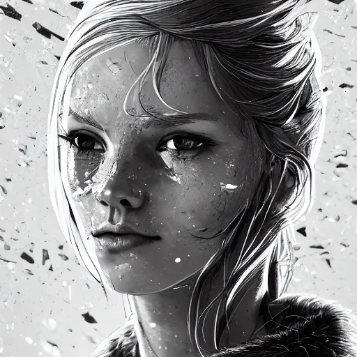 Image similar to beautiful Nordic young woman face on shattered ice, cinematic, establishing shot, extremely high detail, photorealistic, cinematic lighting, intricate line drawings, 8k resolution