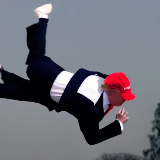 Image similar to donald trump flying in the air