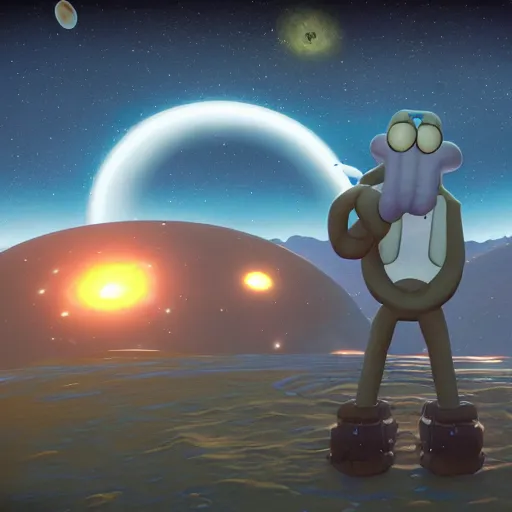 Image similar to squidward in no man's sky