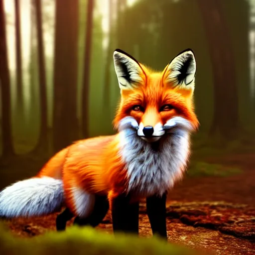 Image similar to full length beautiful fox girl, forest style studio shot, professional photographer, many details, super realistic, high quality, 8 k