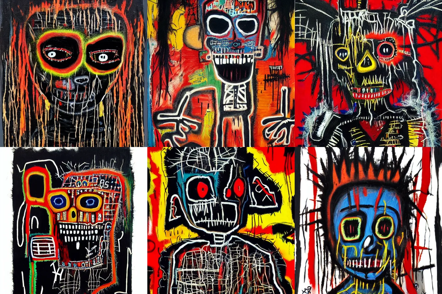 Image similar to extremely highly detailed scary evil terrifying haitian black voodoo dolls paintings by Jean-Michel Basquiat, 8k, , high textures, hyper sharp, insanely detailed and intricate, super detailed, 4k HDR high quality