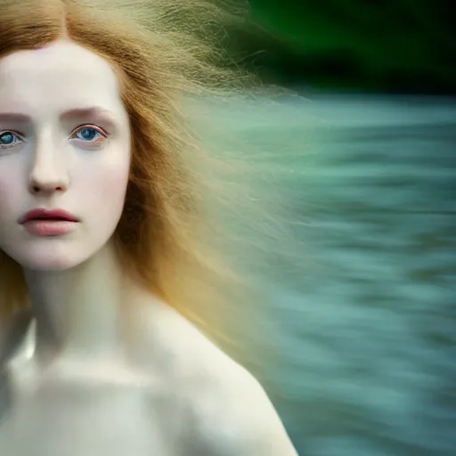 Prompt: photographic portrait of a stunningly beautiful scottish renaissance female in soft dreamy light at dusk, beside the river, soft focus, contemporary fashion shoot, hasselblad nikon, in a denis villeneuve and tim burton movie, by edward robert hughes, annie leibovitz and steve mccurry, david lazar, jimmy nelsson, extremely detailed, breathtaking, hyperrealistic, perfect face