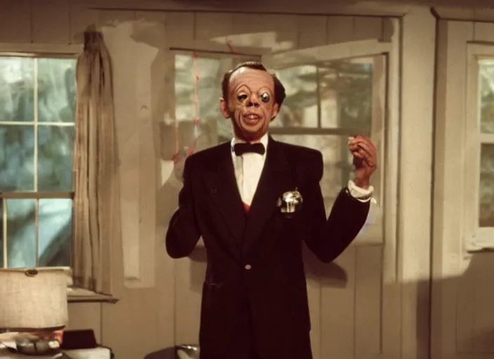 Image similar to film still of Don Knotts at night new Friday the 13th movie, 8k