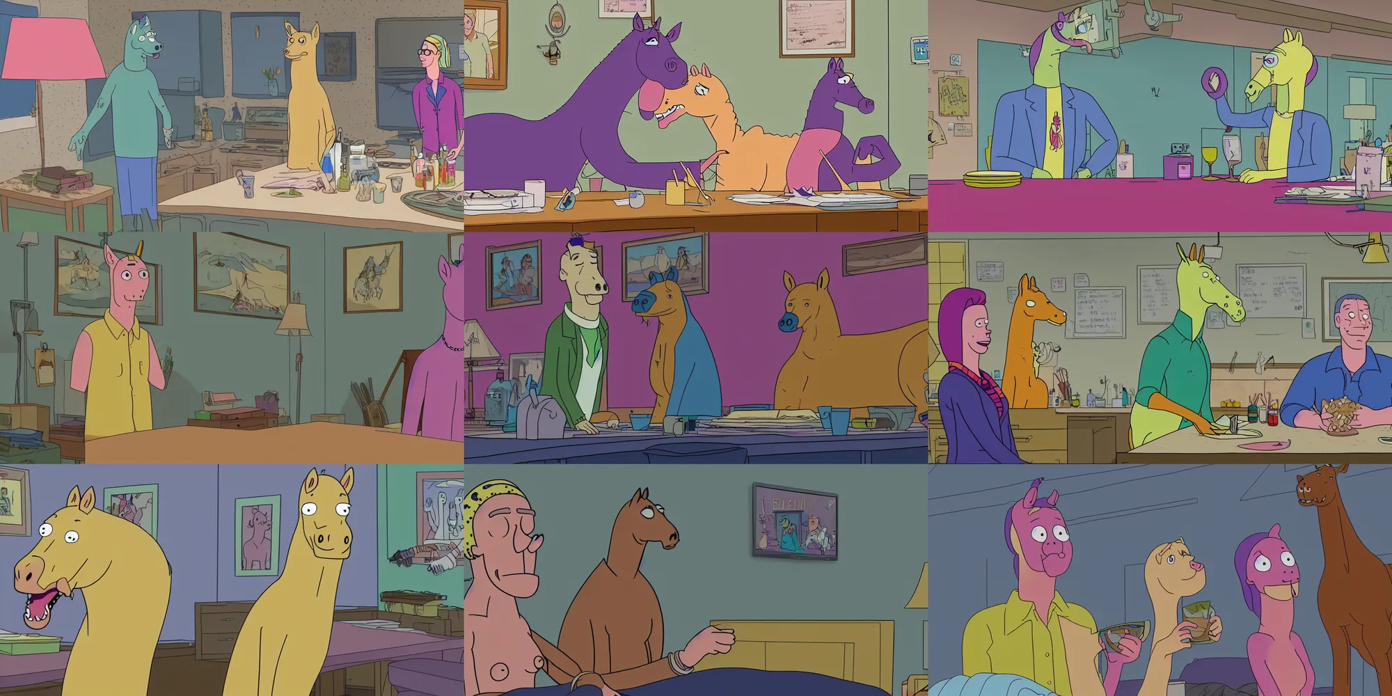 Prompt: screenshot from the tv show bojack horseman, highly detailed, 4 k, 1 0 8 0 p, anatomally correct