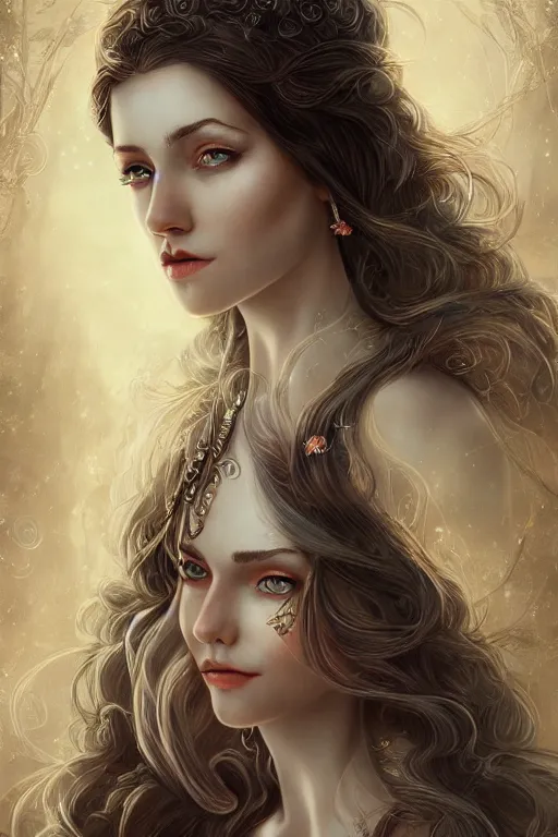 Image similar to portrait of beautiful elvish goddess , 8k, highly detailed, sharp, realistic, in style of Anna Dittmann