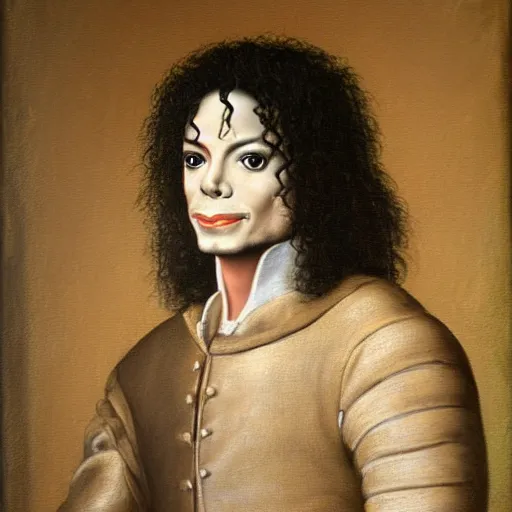 Prompt: a renaissance style portrait painting of Michael Jackson