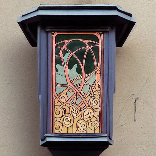 Image similar to bat box in art nouveau style