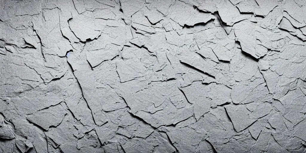 Image similar to a big block of raw slate in an empty white room, layered, jagged, backlit, photo, realistic, 8k