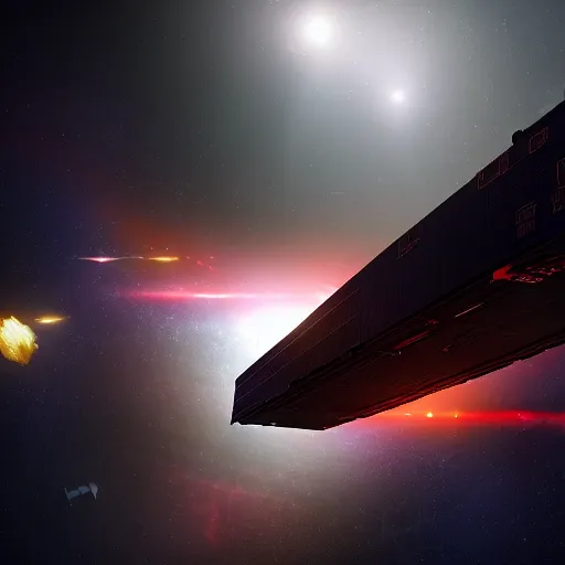 Prompt: spaceship made of shipping containers, black background, eve online, the expanse, long shot, gritty, industrial