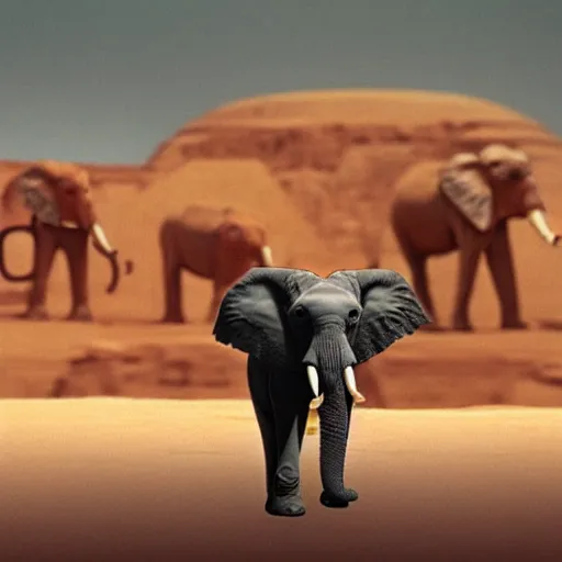 Image similar to photo of elephant on the background of mos eisley on tatooine, 5 0 mm, beautiful photo