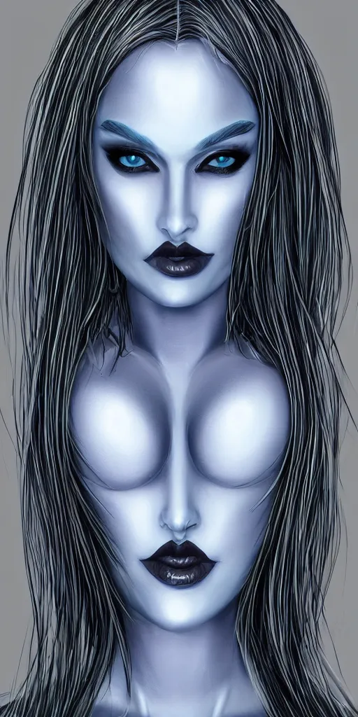 Image similar to drow woman with beautiful eyes, symmetrical face, and a latex top