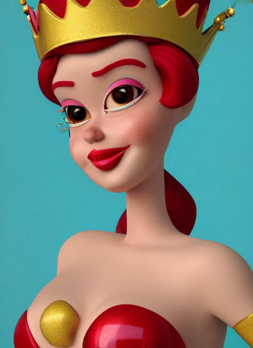 Prompt: closeup face profile portrait of a tin toy jessica rabbit as a fairytale princess wearing a crown eating cakes, bikini, depth of field, zeiss lens, detailed, symmetrical, centered, fashion photoshoot, by nicoletta ceccoli, mark ryden, lostfish, breathtaking, 8 k resolution, extremely detailed, beautiful, establishing shot, artistic, hyperrealistic, octane render
