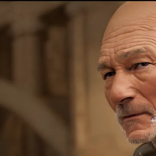 Prompt: patrick stewart in ben hur, 4 k hd film still