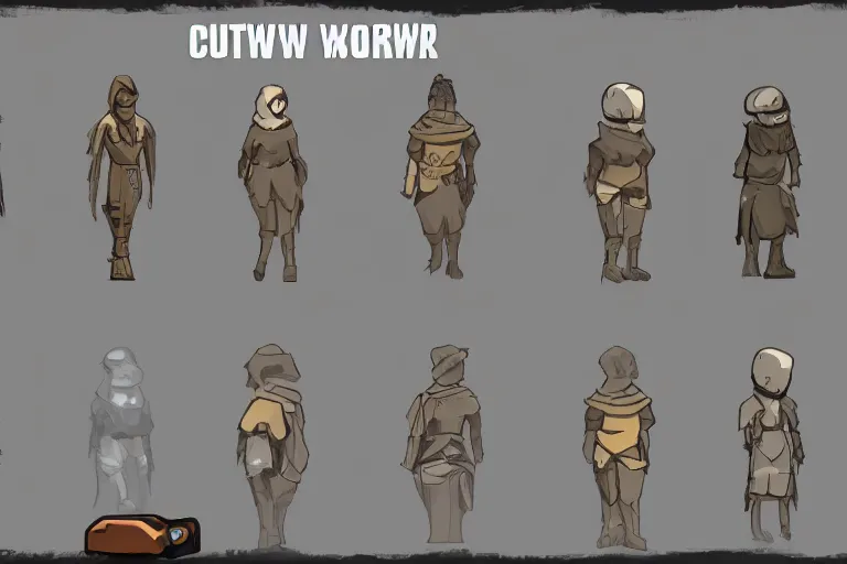 Image similar to Rimworld Character Pawn Concept art youtube thumbnail clean Minimalist