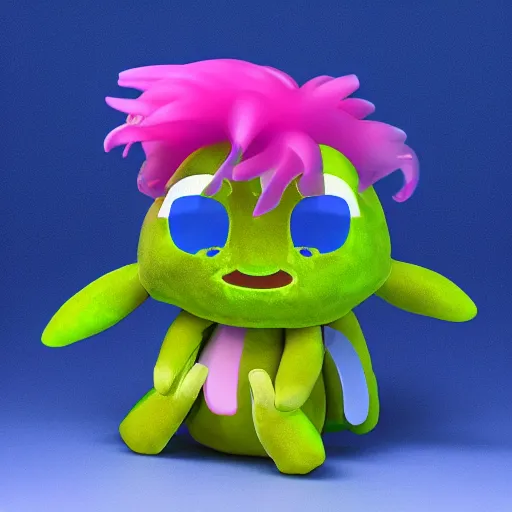 Image similar to cute fumo plush of a monster boy who loves to party, three point lighting, jellyfish, refractive optics, vray