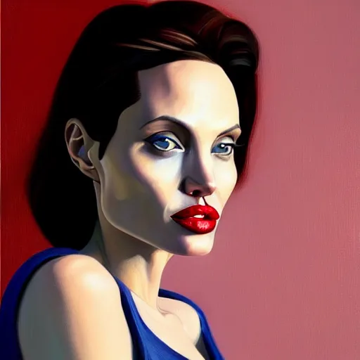 Prompt: A beautiful close-up of a woman who looks like Angelina Jolie, digital art by Edward Hopper, vibrant color scheme, highly detailed, in the style of romanticism, fine Art, high detail, great lighting, 8k resolution, masterpiece, concept art, illustration, clear eyes, soft lighting, soft details, painting oil on canvas, octane render, HDR, trending on artstation, 4k, 8k, HD