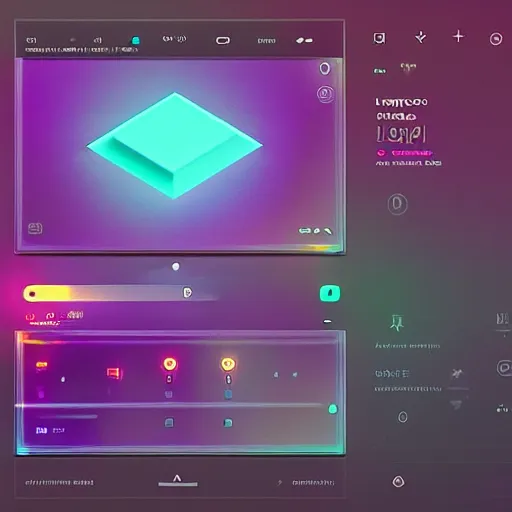 Prompt: UI touch screen design by Ash Thorp.