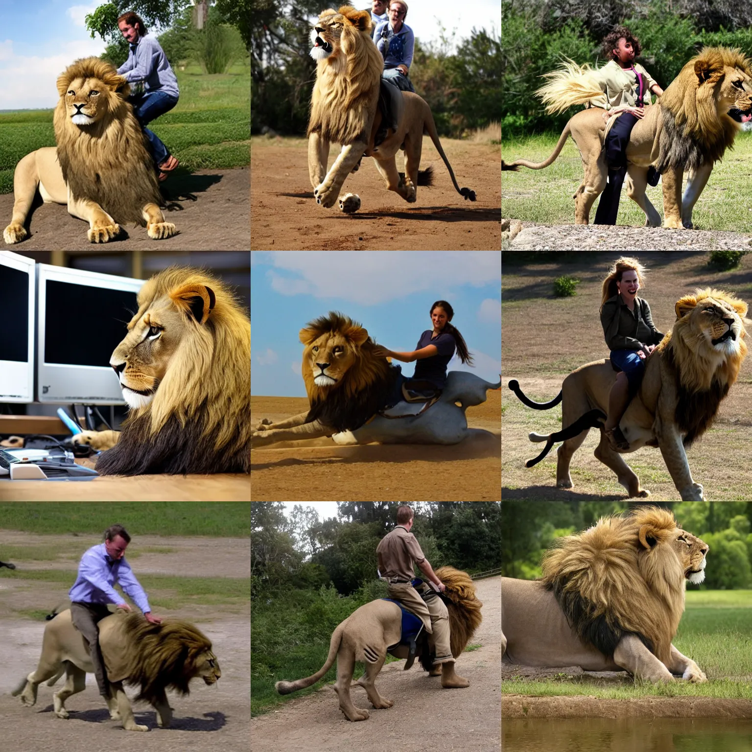 Prompt: Computer Scientist Riding a Lion