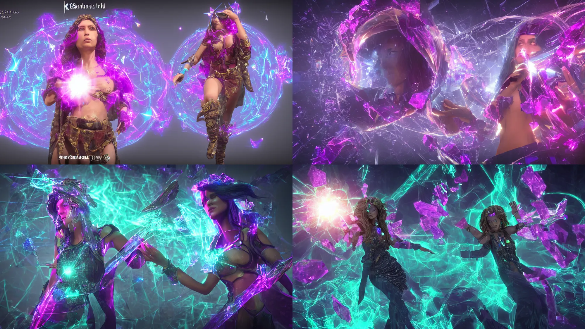 Prompt: psionic sorceress Kesha uses her crystals to lead the proletarian revolution to overthrow the bourgeoisie of the imperial core, particle vfx rendered in Trapcode Particular, mystical gem stones rendered in KeyShot