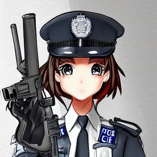 Prompt: A British police officer wearing a custodian, highly detailed, anime art style, trending on art station